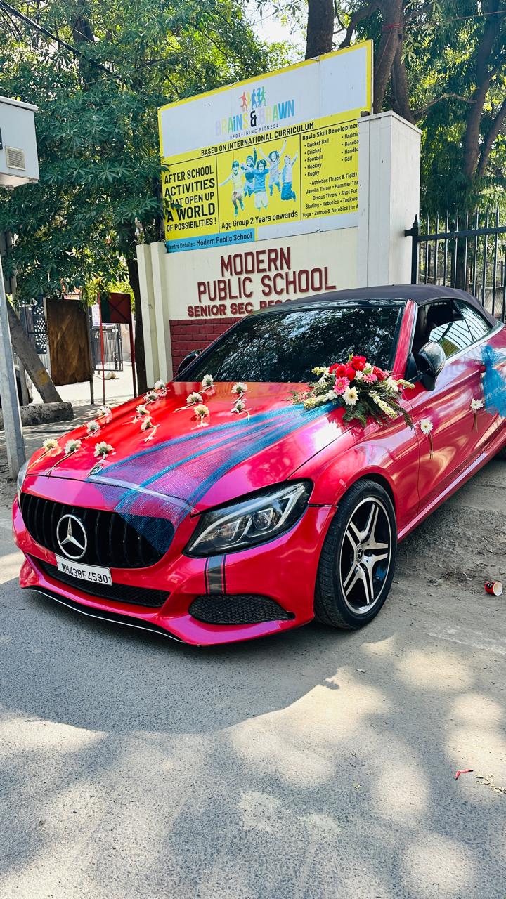 Mercedes Red Colour Luxury Car Rental Service